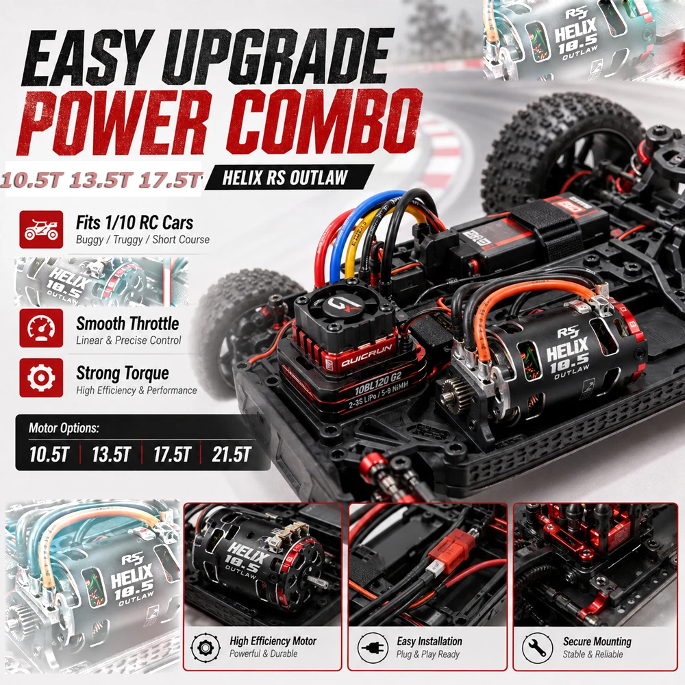 RC Racing Motor HELIX RS OUTLAW Version 540 10.5T 13.5T 17.5T Sensored Brushless Motor 3.175mm Shaft for 1/10 Scale RC Car