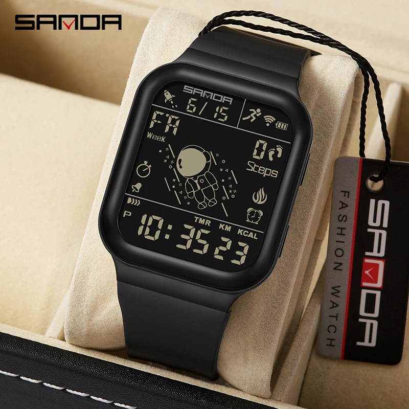 

SANDA 6101 Step Calorie Electronic Watch Outdoor Sports Waterproof Astronaut Series Student Youth Watch 2024