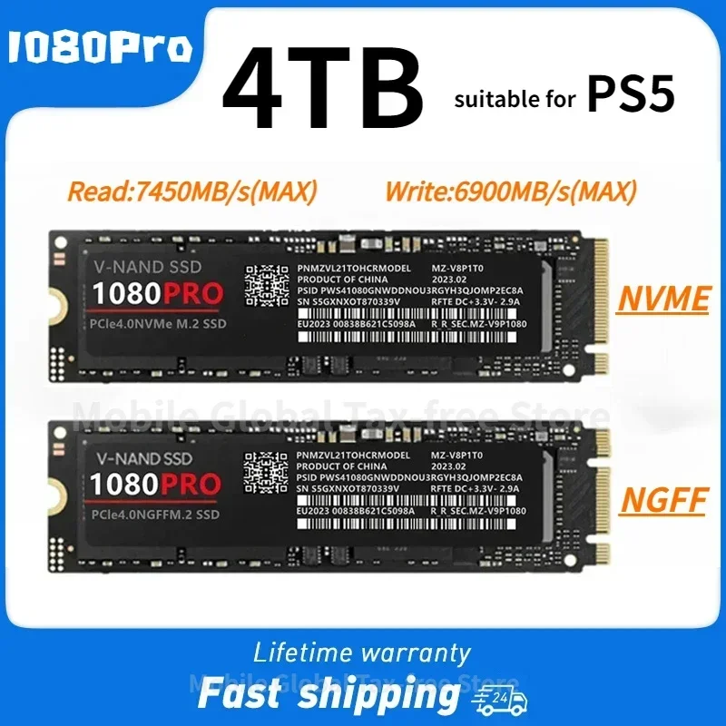 New Original 1080Pro SSD Solid State NGFF PCIe4.0 NVME M.2 SSD Hard Drive 4TB 2TB 1TB SSD For PS5 Desktop PC Game Laptop