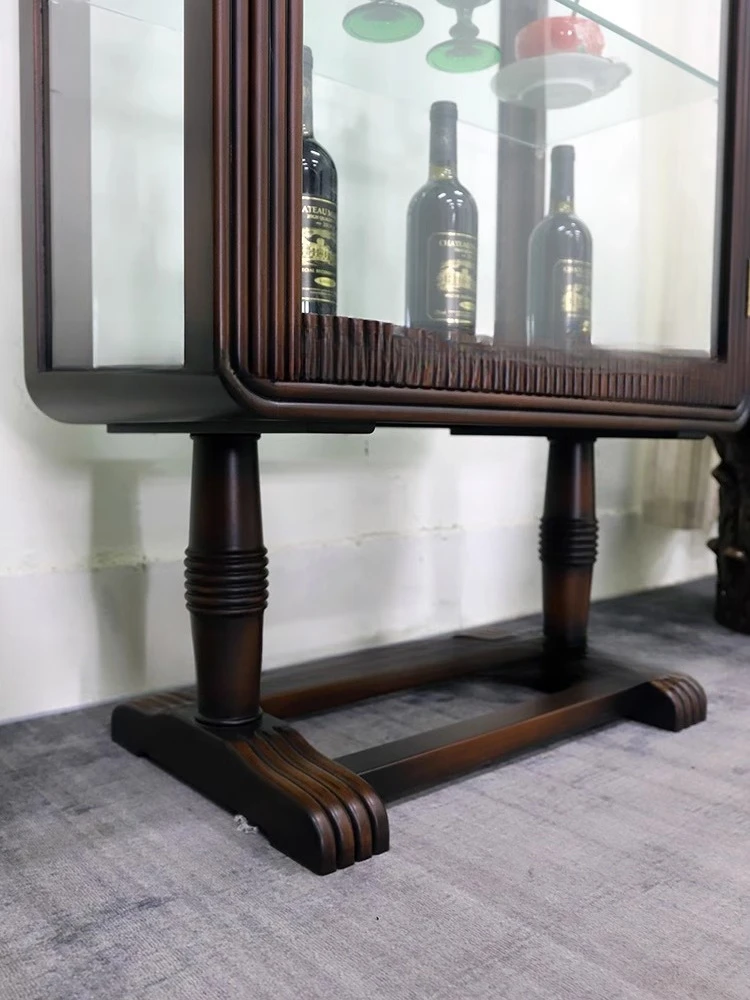 شنغهاي القديمة لسان الخشب الصلب وخزانة النبيذ الزجاجية نقر، والأزياء الكلاسيكية الرجعية العرض الحديث القديم، وخزانة جانبية بسيطة #3