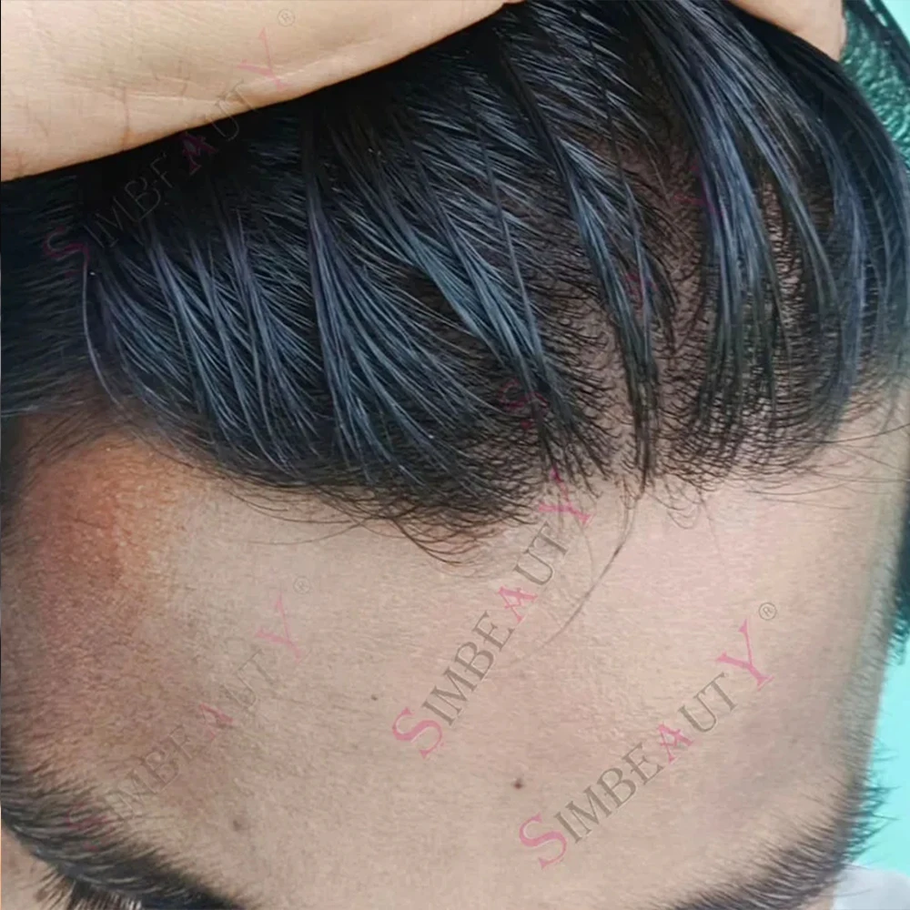 

Super Natural Black Hairline 0.02-0.03mm Invisible Super Thin Skin 80Density Vloop Men's Toupee Grey Blonde Brown Human Hair Wig
