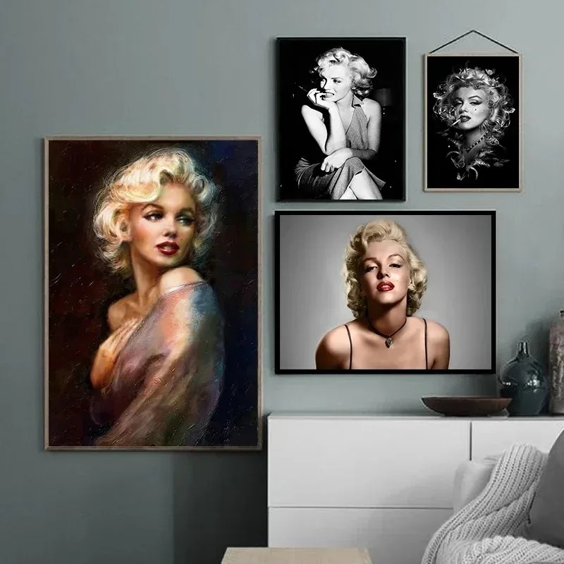 Sexy Marilyn Monroe Portrait Posters Prints Classic Movie Star Canvas Paintings Wall Art Picture for Living Room Home Decoration