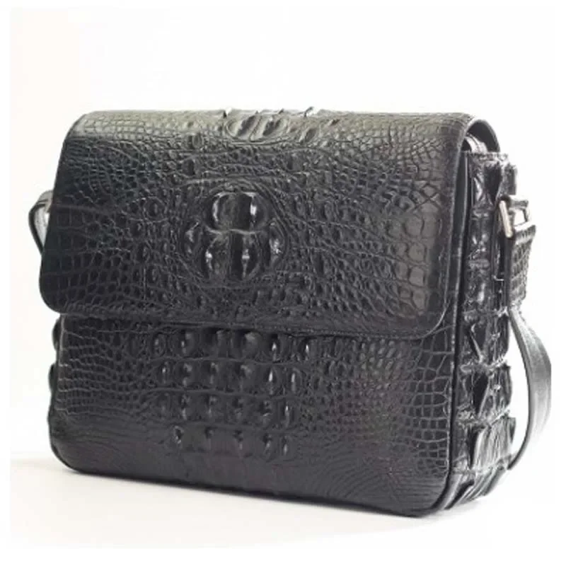 ourui new arrival men crocodile bag male  Single shoulder black aslant  bag