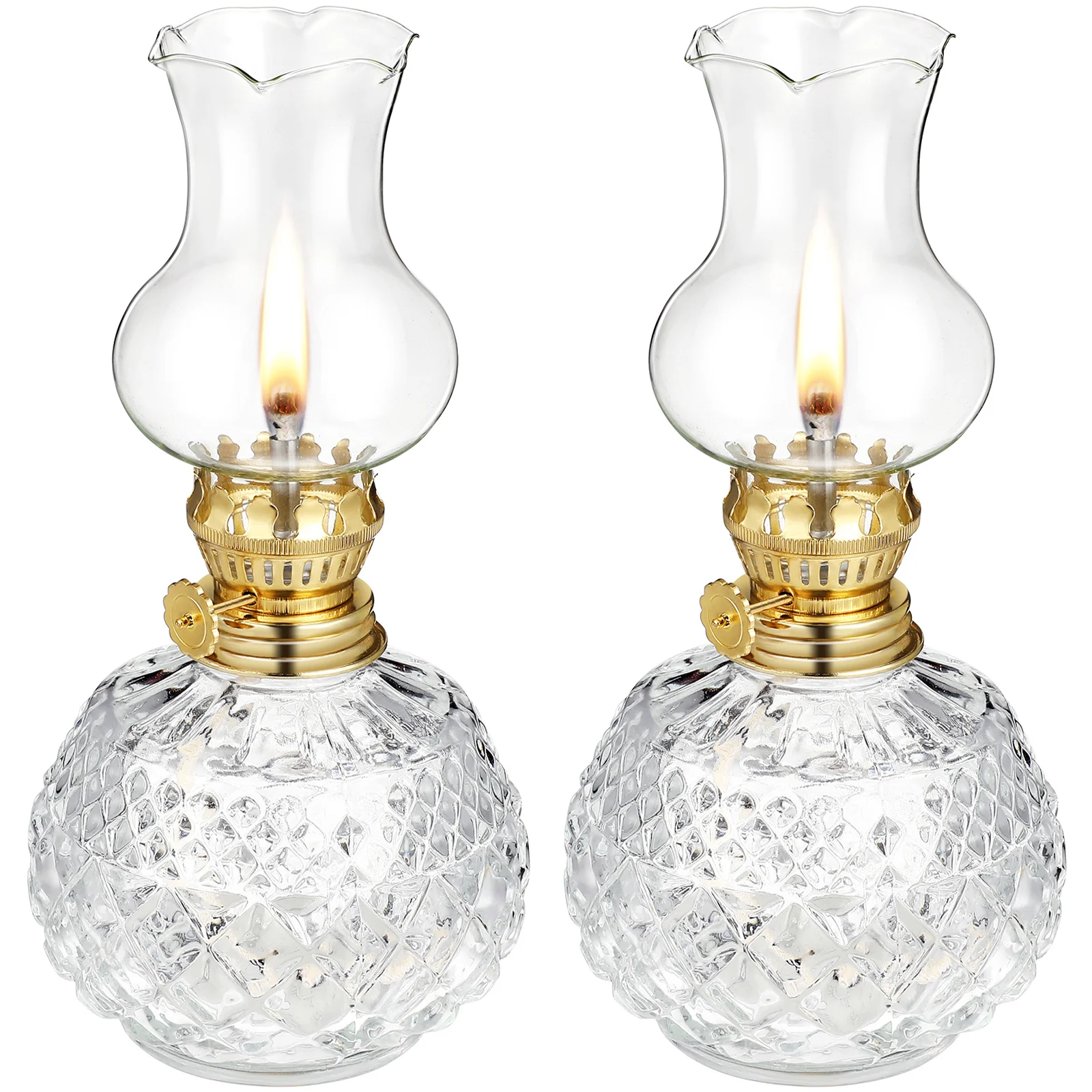 2 Pcs Paraffin Lamp Lantern Oil Kerosene Glass for Indoor Old Fashioned Lighting Tool