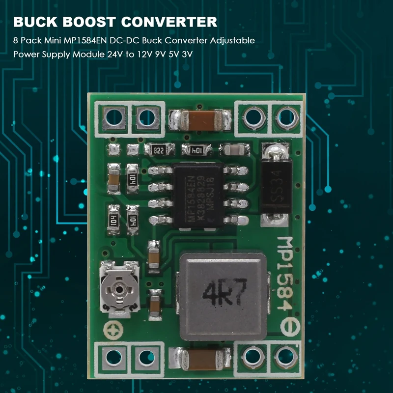 8 Pack Mini MP1584EN DC-DC Buck Converter Adjustable Power Supply Module 24V To 12V 9V 5V 3V