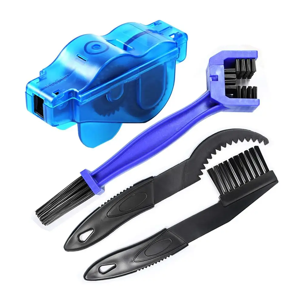 Bike Chain Cleaner Bicycle Chain Gear Wash Tool Kit Road Mountain Bikes Drivetrain Cleaning Brush Maintenance Kit 4 Piece Set