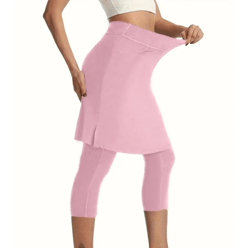 270C Workout Skirt Builting in Leggings Women Sportswears Skirted Leggings Perfect for Tennis Gym with High Elastic Waistband