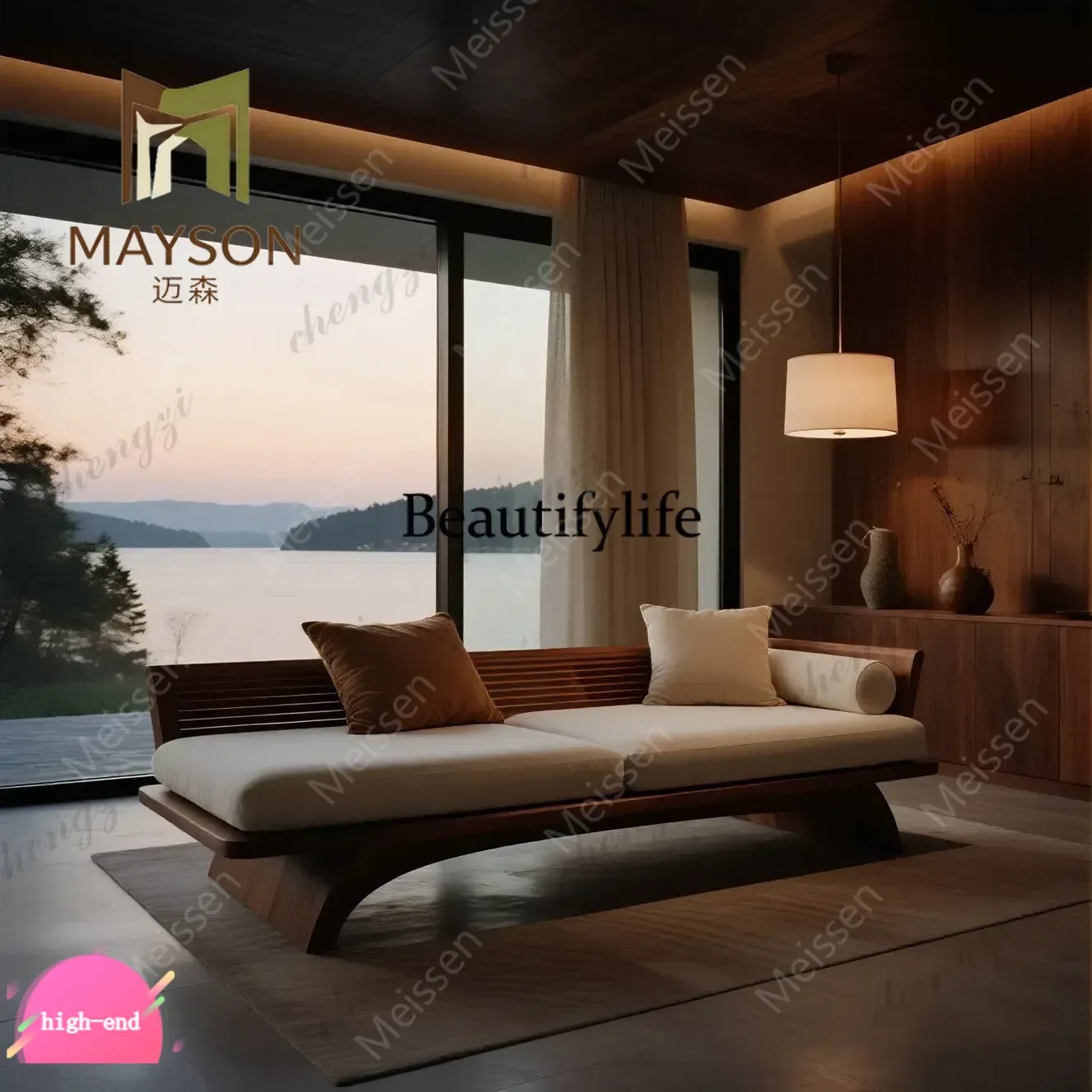 Aesthetic black walnut arhat bed, beauty and imperial consort couch
