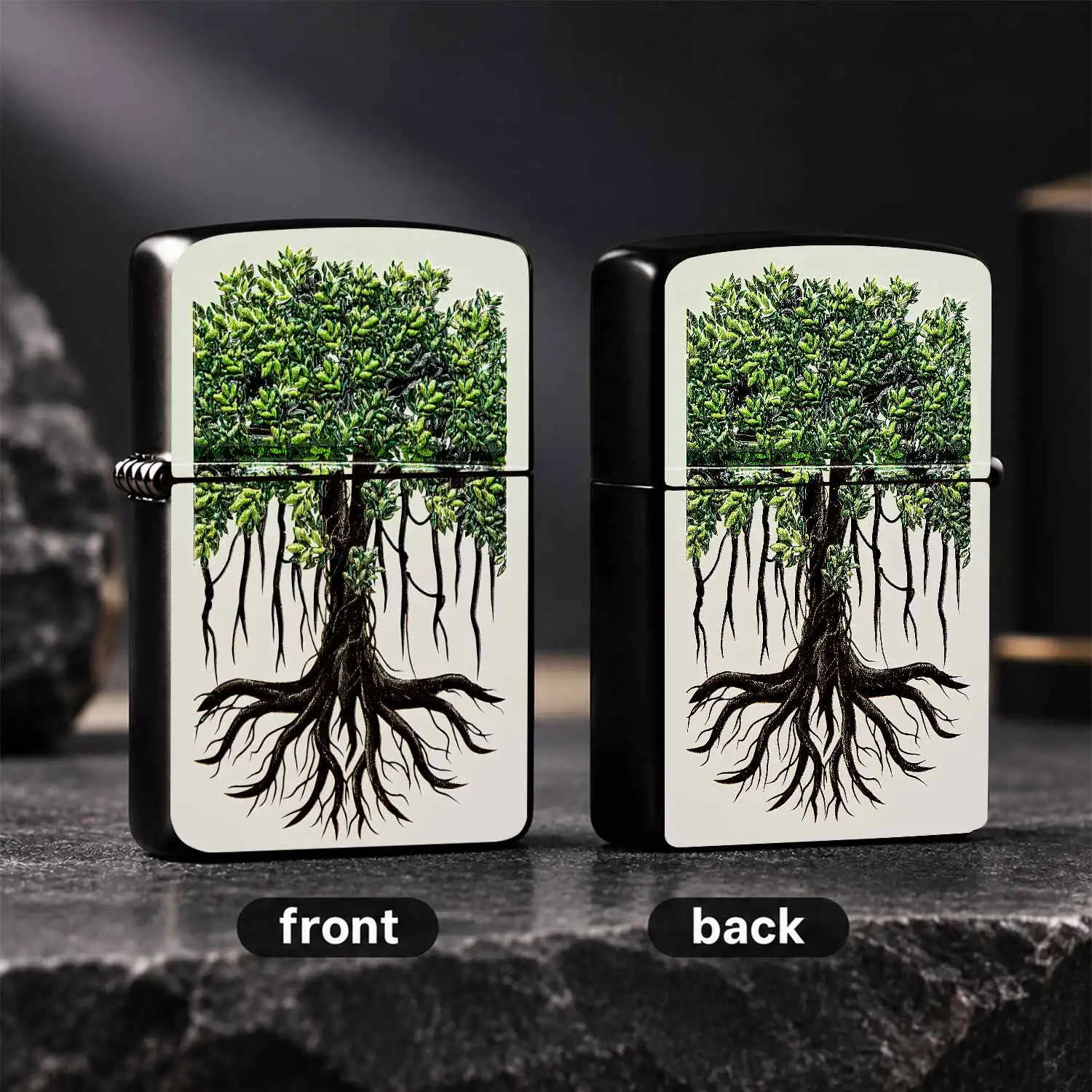 Creative Inverted Mangrove Tree Art Pattern Lighter, Themed Decor Accessory, Portable Daily Carry Ignition Tool, Multi-Scene Applicable For Home Office Outdoor Camping, Exquisite Durable Print, Unique Interesting Gift A Humorous And Interes