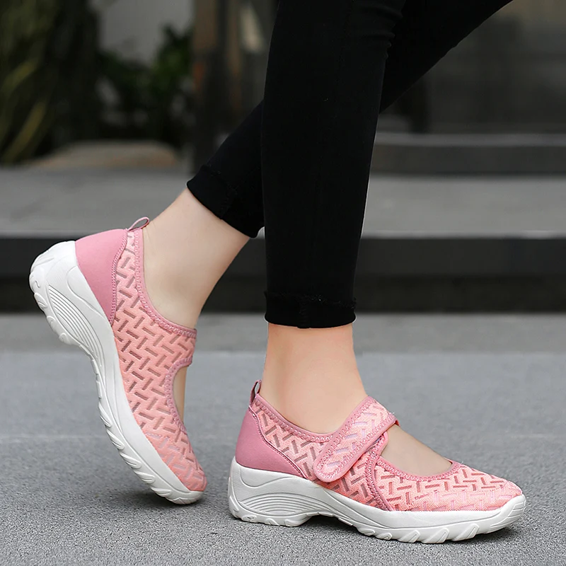 STRONGSHEN Women Casual Shoes Summer Ladies Mesh Platform Shoes Women Soft Breathable Sneakers Outdoor Walking Zapatos De Mujer