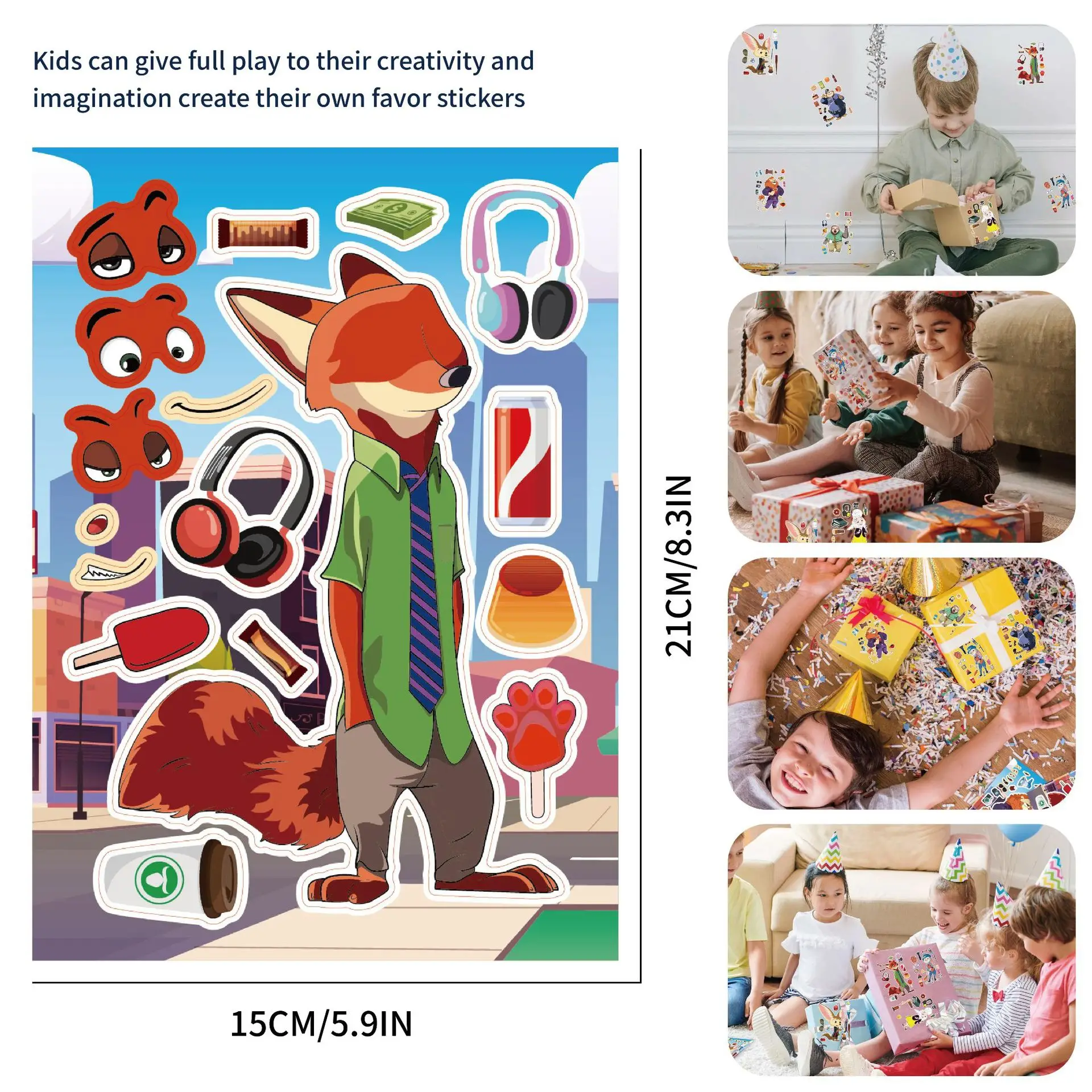 Nick Judy adesivi per fulmini adesivi per cartoni animati di animazione per bambini Zootopia puzzle interattivo genitore-figlio adesivi per il viso fai da te