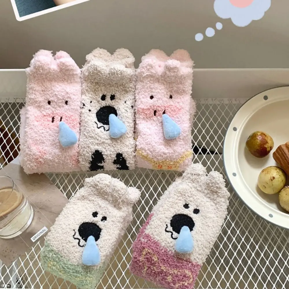 Fashion Cartoon Animal Floor Socks Multicolor Whit Snot Stocking Soft Thicken Sleep Sock Gift