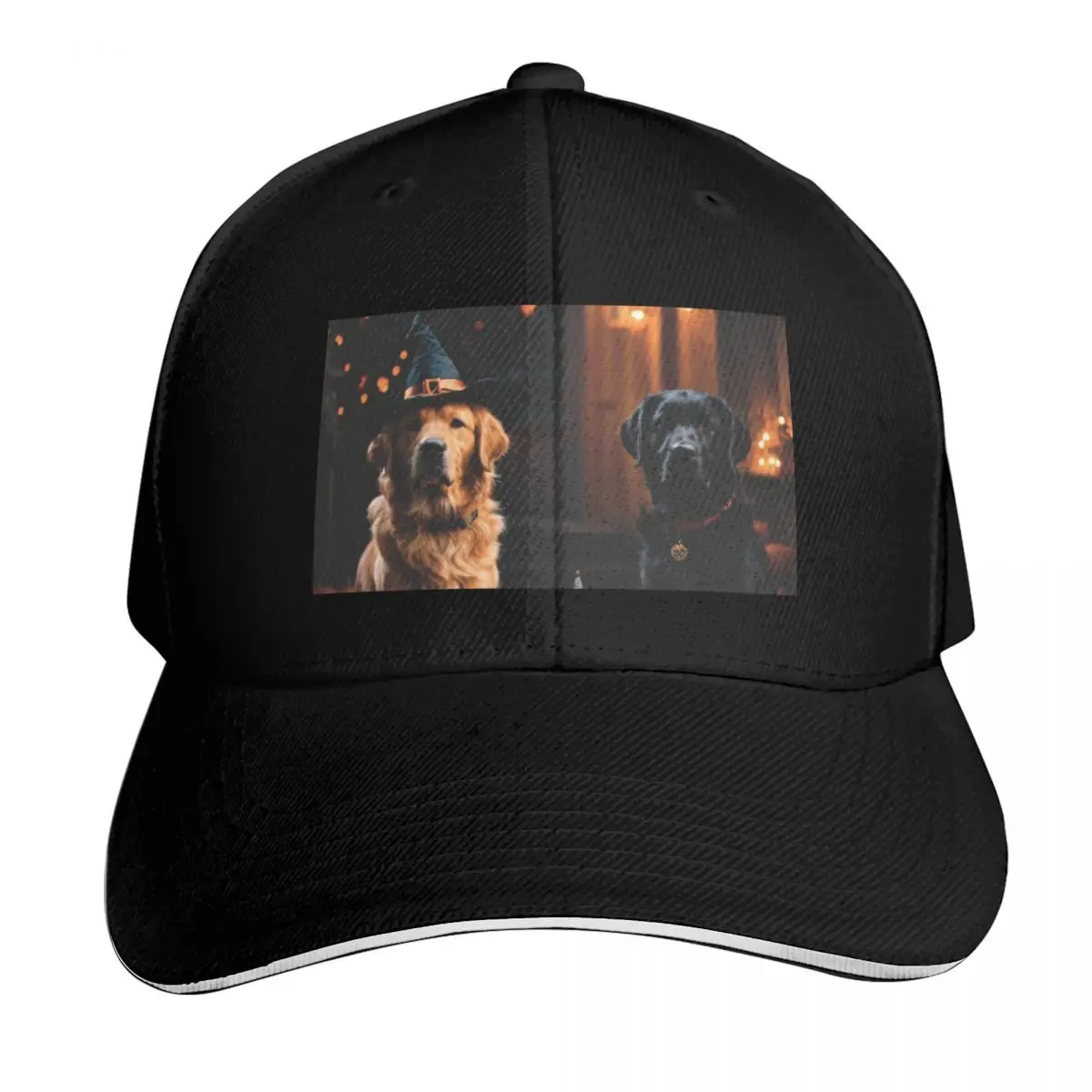 

Halloween Dogs Golden Retriever and Black Labrador Baseball Cap Golf Wear Golf sun caps Male Women's