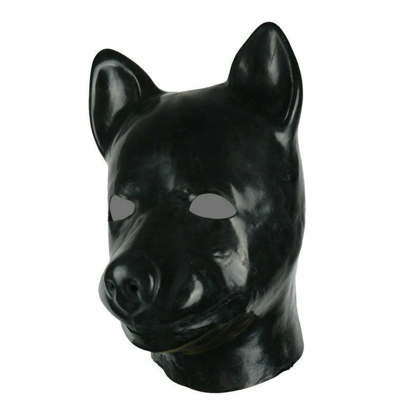 Natural Latex Full Head Dog Mask Rubber Hood suffocate Feitsh Mask Fetish Wear Props