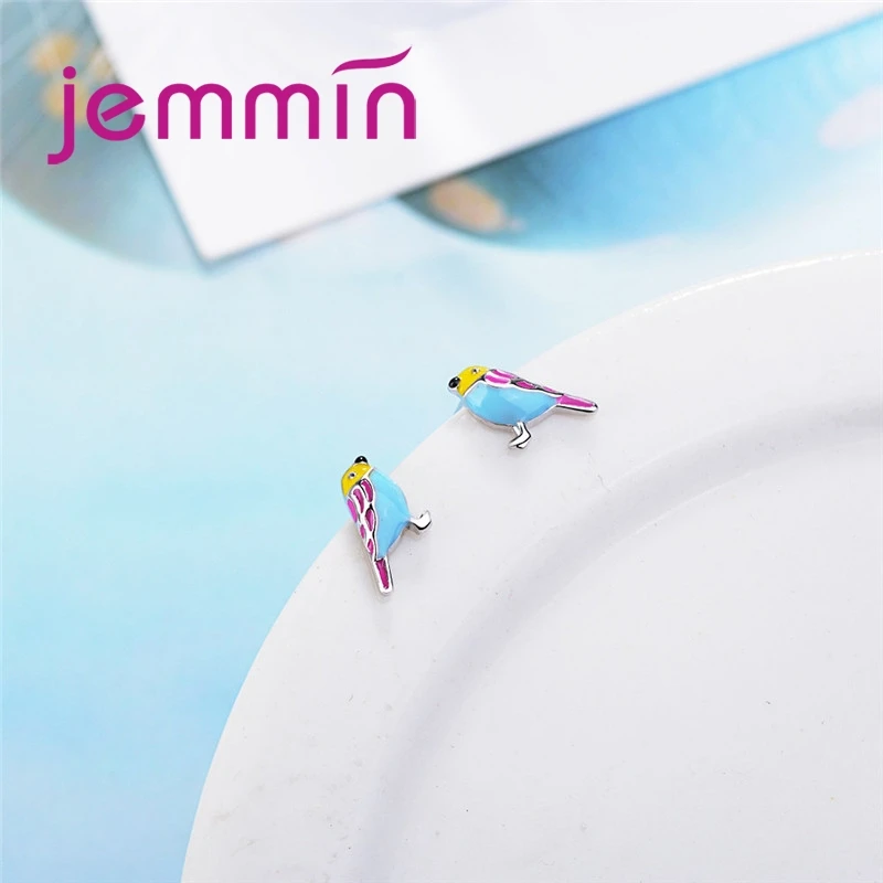 New Arrival Colorful Bird Design Women Small Stud Earrings For Sale Fashion 925 Sterling Silver Mini Style Jewelry view 3