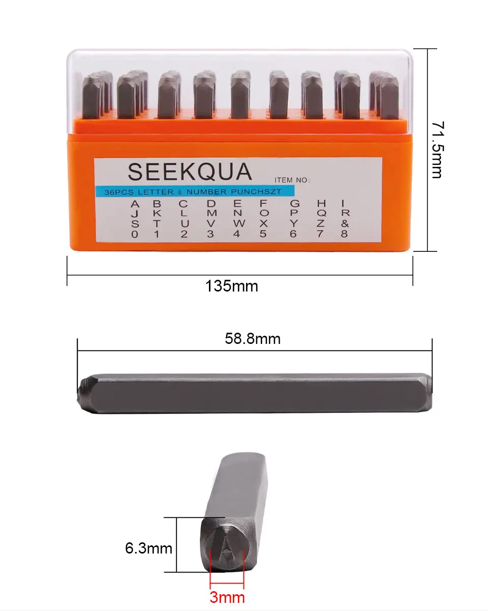 강철 다이 금속 스탬핑 키트 펀치 도구, 숫자 문자 알파벳 스탬프 도구, DIY 쥬얼리 금속 가죽 로고 스탬프, 36 개