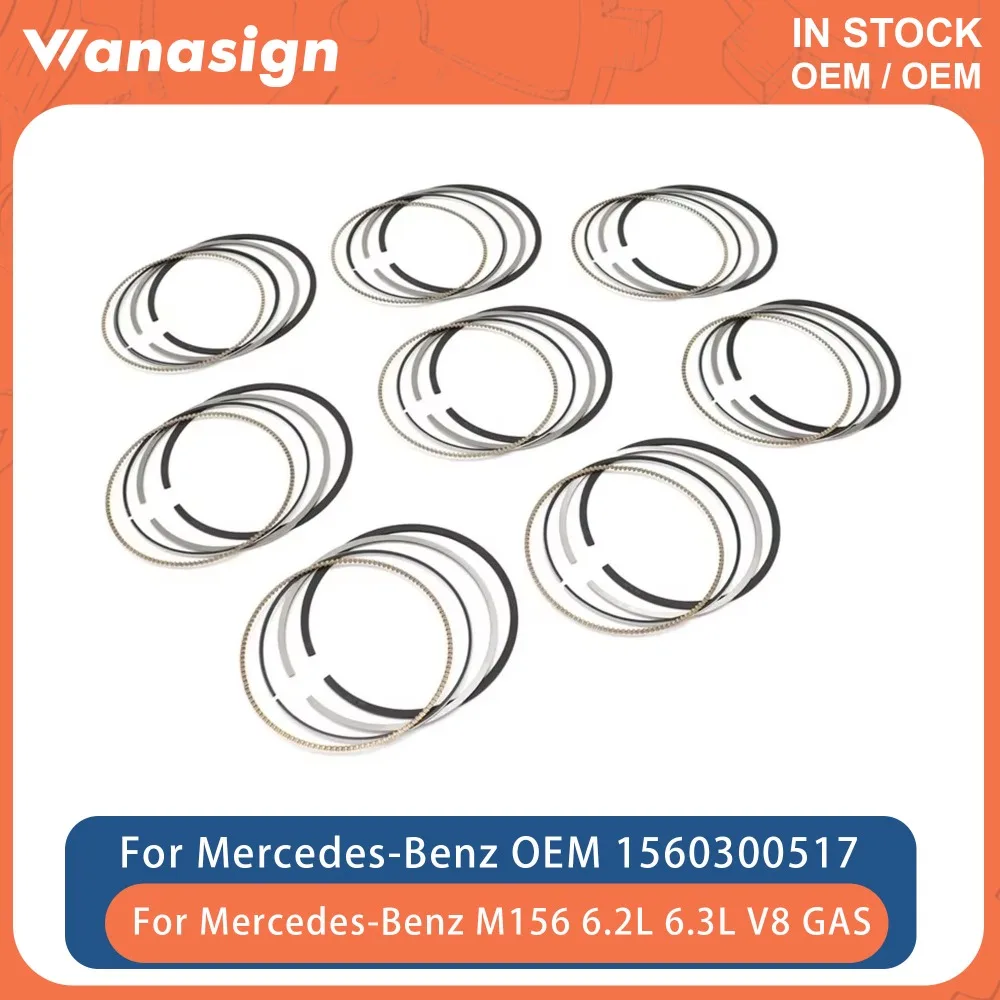 Engine Piston Rings Set Φ102MM STD Fit 6.2 6.3 L For Mercedes-Benz C63 E63 AMG C219 W204 W164 W211 M156 6.2L 6.3L V8 GAS 06-15