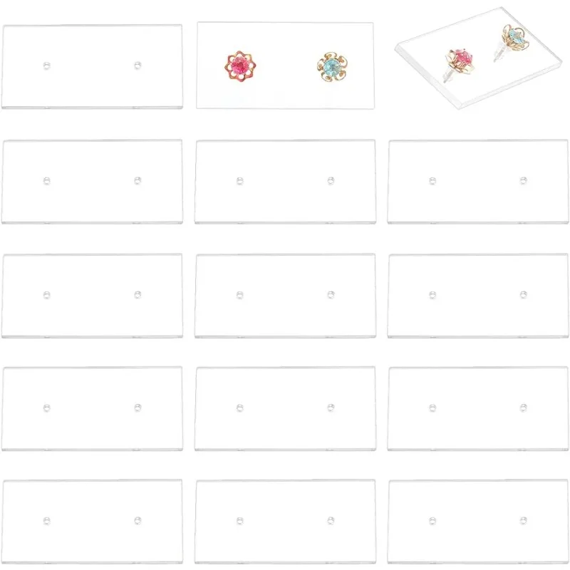 20pcs Earring Display Cards Rectangle Acrylic Earrings Holder Clear Stud Earring Display Board Jewelry Display Organizer