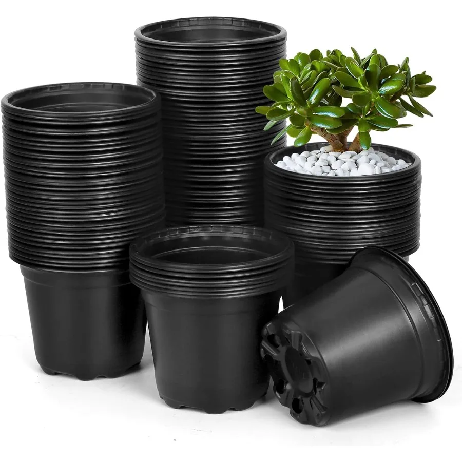 

120 Pack 4 Inch Nursery Pots for Plants Plastic Seeds Starter Pots with Drainage Holes Small Plastic Plant Pots for Succulents