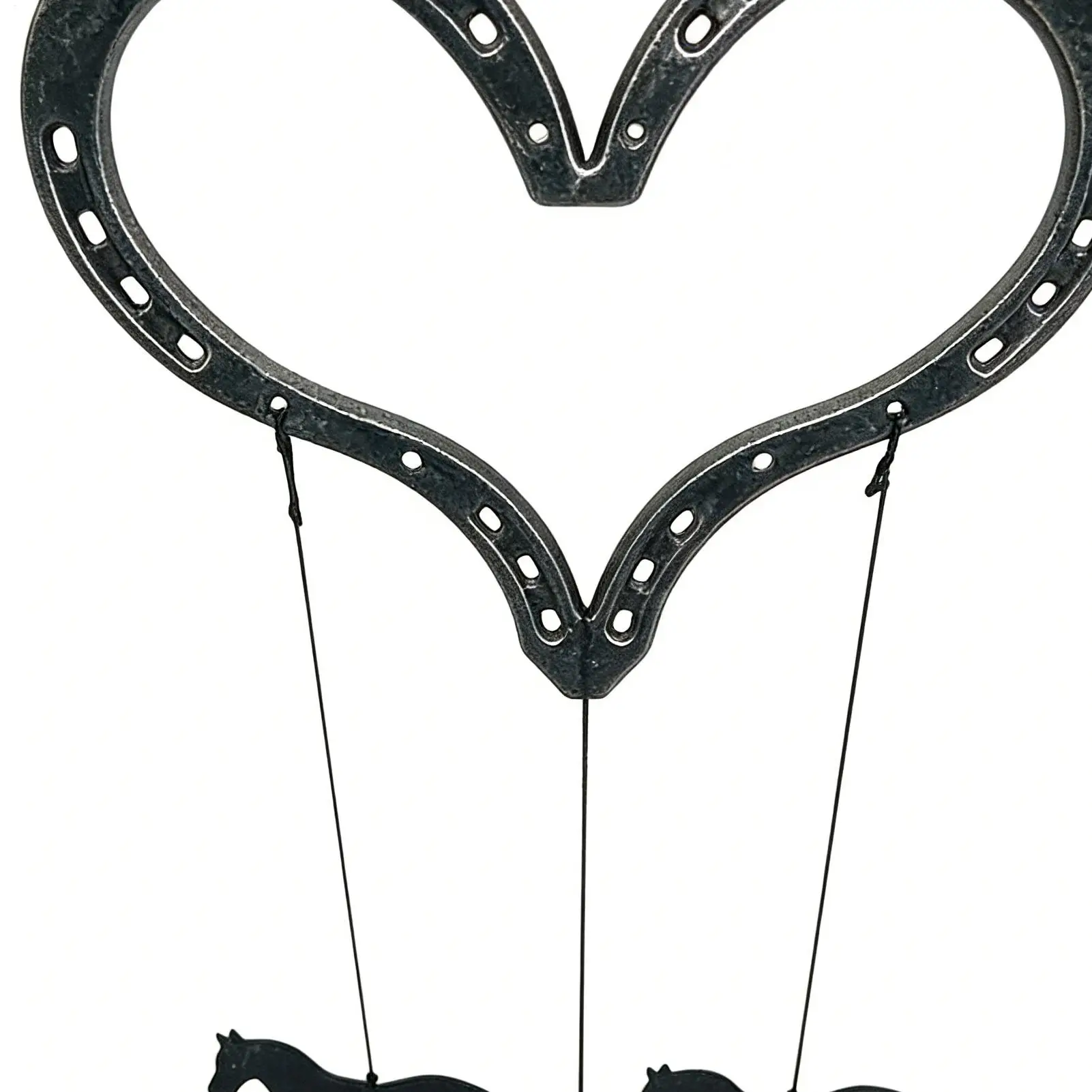 Heart Wind Chimes Galloping Love Metal Decorations With 3 Horse Pendants Valentine's Day Decorative Pendant For Party Home