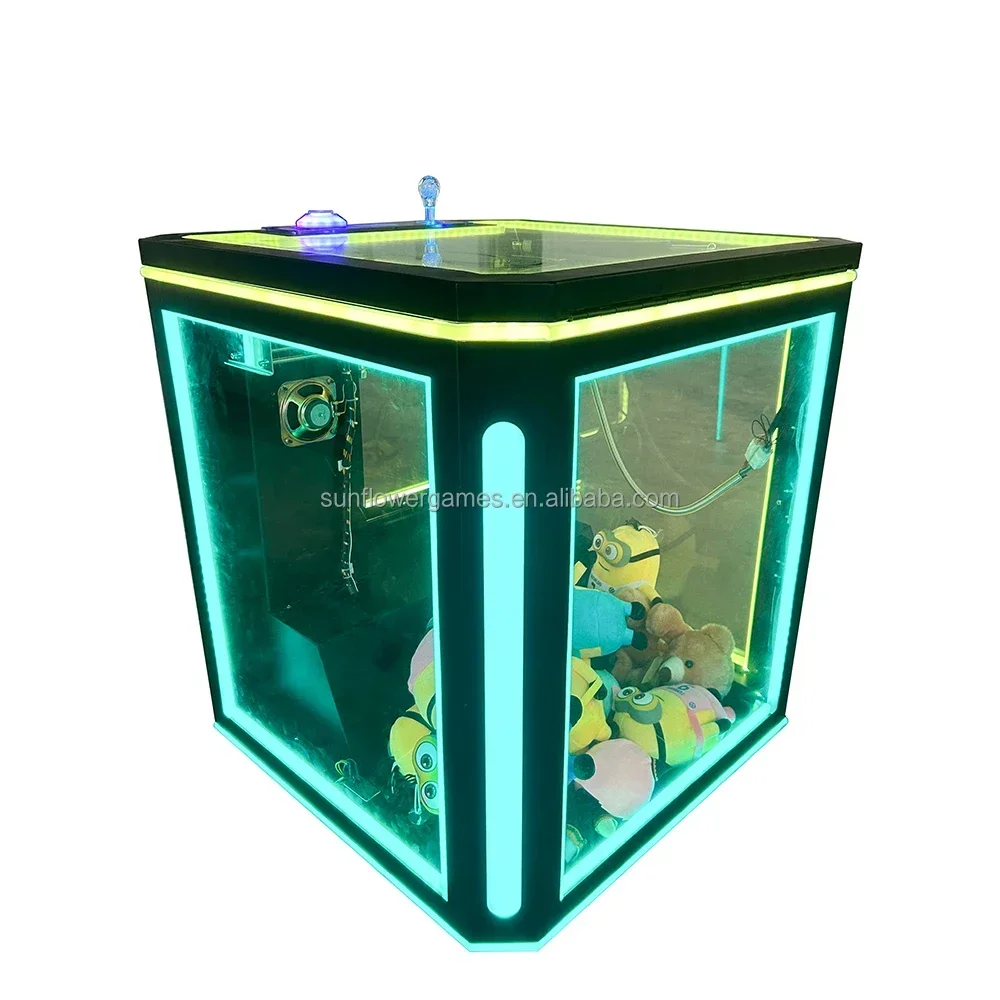 ألعاب تعمل بالعملات المعدنية آلة مخلب مكعب لعبة ملونة آلة رافعة مخلب بيع مع متقبل الفاتورة