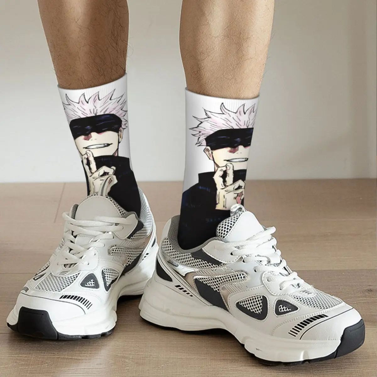 Chaussettes unisexes Jujutsu Kaimmense Anime, Satoru_Gojo, coupe-vent, impression 3D, heureux, style de rue, élan