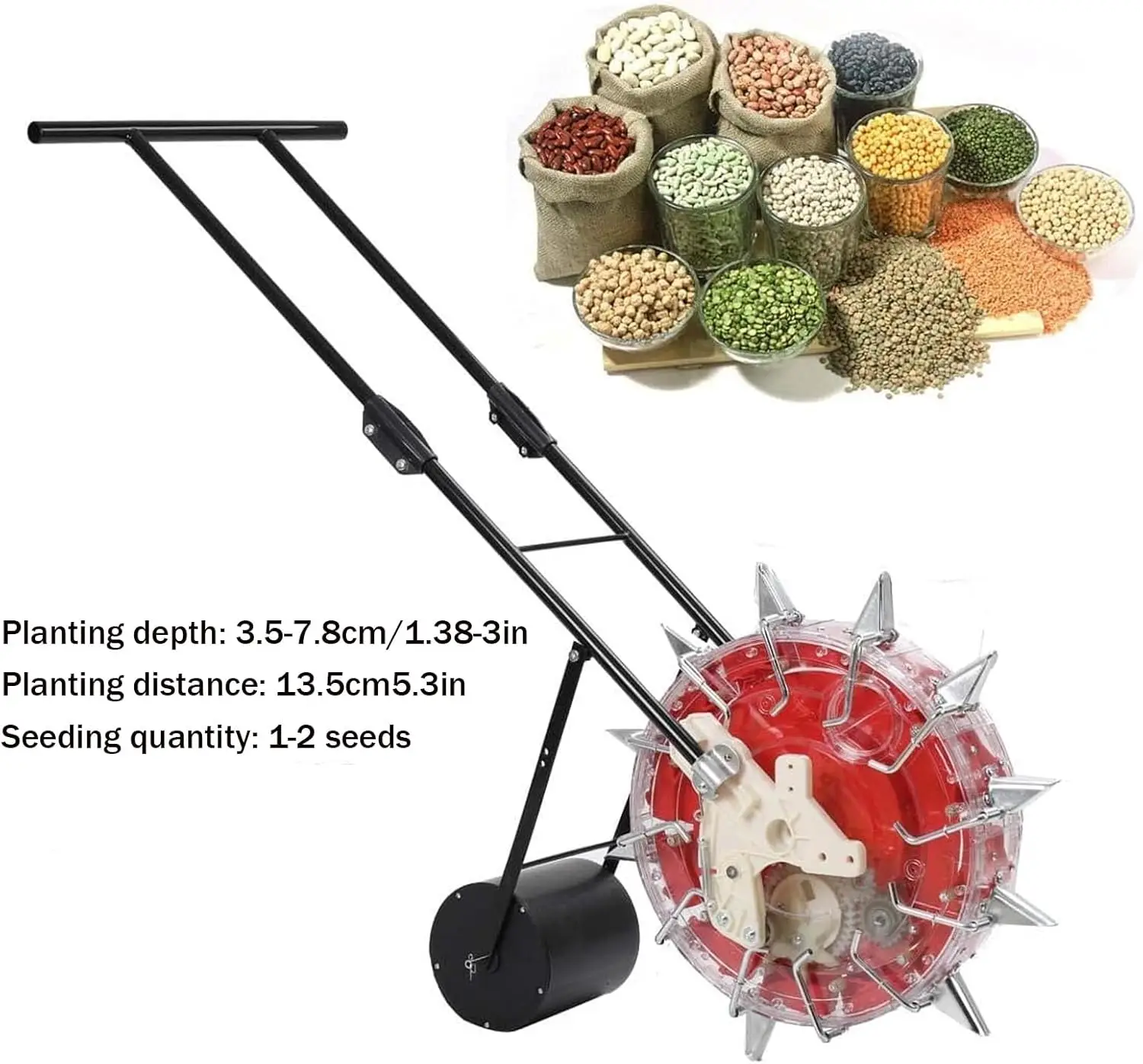 Hand Seed Spreader, Handheld Seeding Machine, Hand-Push Roller Seeder, Seeds Dispenser Spreaders, Corn Seed Planter Tool