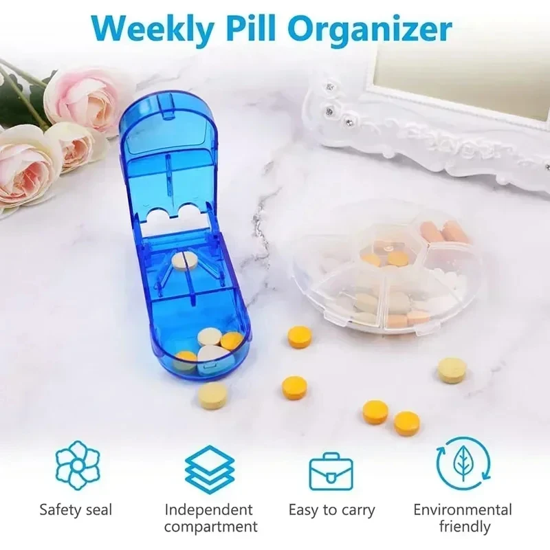 1-4Pcs Pill Cutter Medicine Split Box Portable Storage Crusher Travel Home Pill Box Mini Divider Compartment Pill Cutter Case