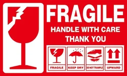 FRAGILE HANDLE WITH CARE Waterproof Sticker Label Sign Keep Dry This Side Up Upwards Pressure Box Container Logistics Warning