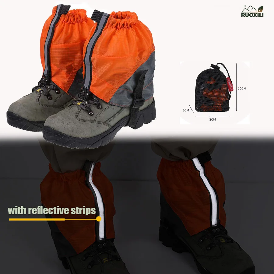 

Lhtweight Waterproof Ankle Gaiters With Reflective Strips Waterproof Legging Tourist Foot Cover For Hiking Mountaineering