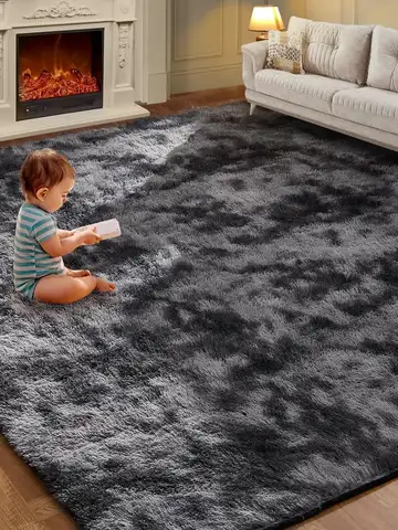 VIKAMA Tie-Dye Plush Carpet Soft Fluffy Living Room Bedroom Mat Home Decor Children's Room Baby Crawling Non-Slip Floor Mat