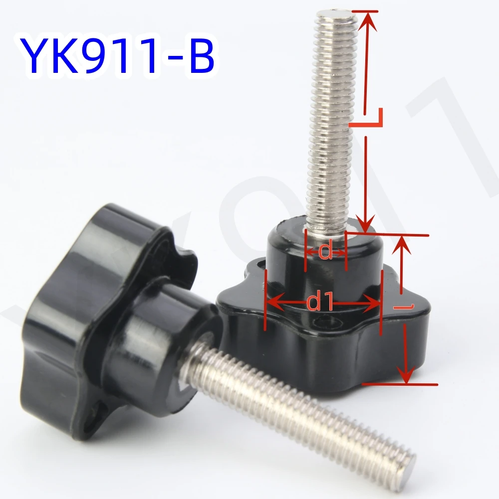 YK911-B Plum Bakelite Hand Tighten Nuts Handles Plastic Five-Pointed Star Knob Handle Head Screw With Drawbar