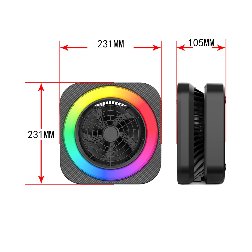 ZQS1456 Portable Foldable Bluetooth Speaker With Fan RGB Light Audio Recording Sound System Desktop Home Outdoor Camping