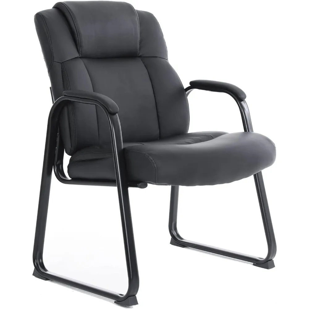 

CLATINA Big & Tall 400 lb. Guest Chair, Leather Reception Chairs with Sled Base and Padded Arm Rest for Waiting Room Office Home