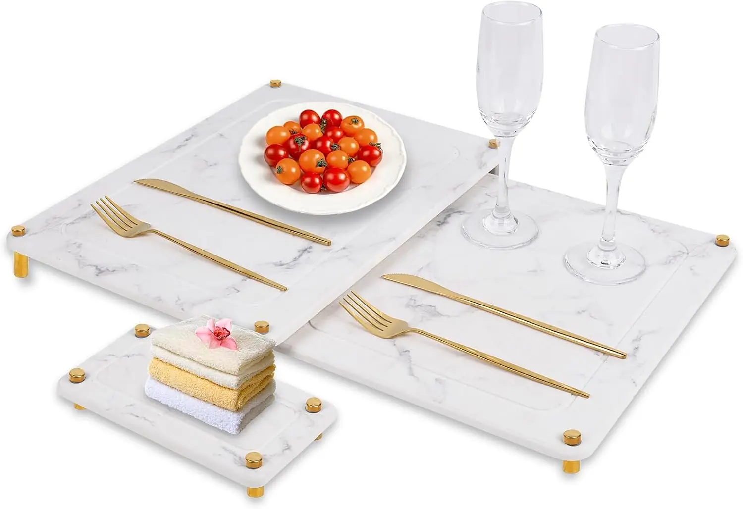 

Stone Dish Drying Mat for Kitchen - 3Pcs Stone Drying Mats, Water Absorbing Quick Dry Coffee Tray, Diatomaceous Earth D