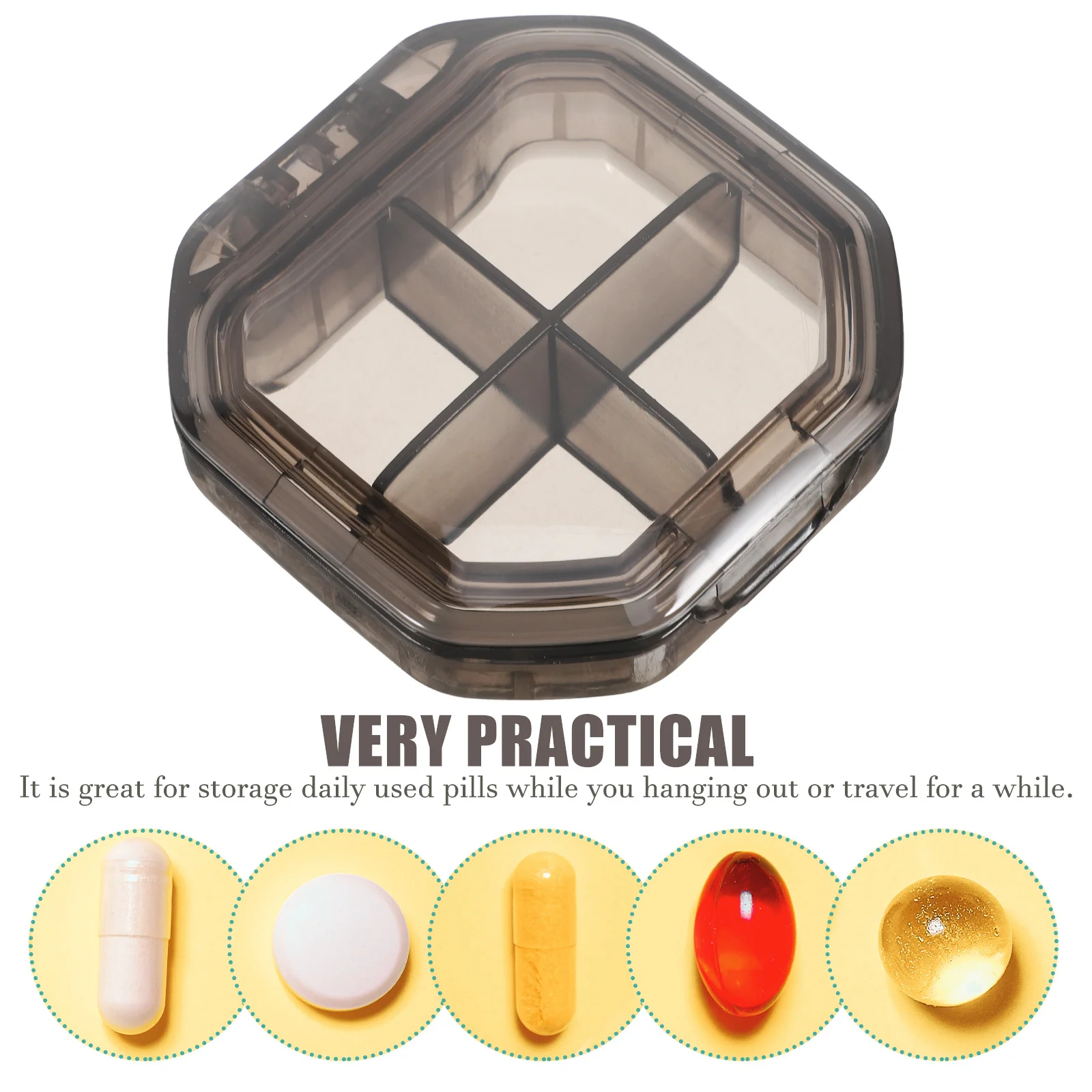 

Портативный органайзер для таблеток, компактный дорожный футляр для лекарств, герметичные отделения, ежедневный доза, диспенсер для таблеток, маленькая форма кедрового ореха