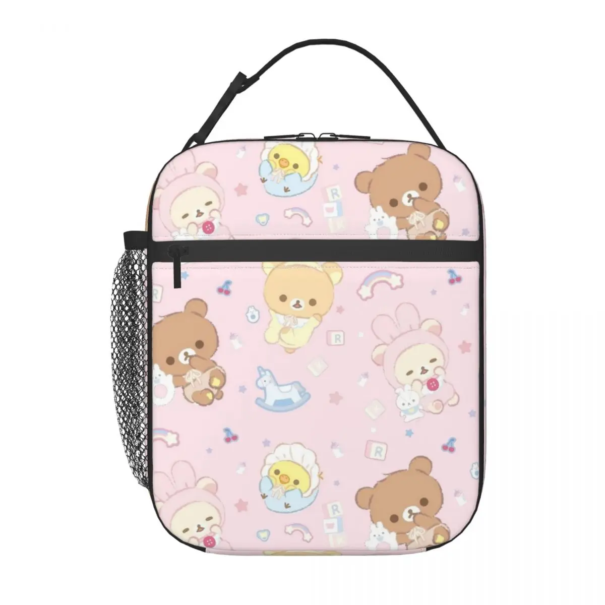 طفل Rilakkuma والأصدقاء معزول حقيبة الغداء كبيرة قابلة لإعادة الاستخدام حقيبة للحفاظ على البرودة حمل علب الاغذية مكتب السفر حقيبة الغذاء