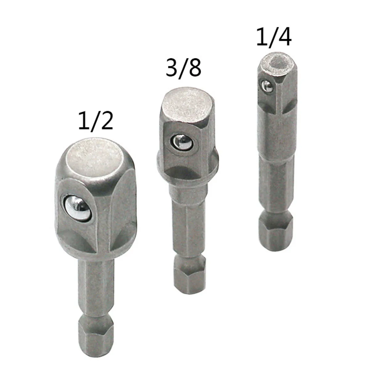 

3pcs Hex Shank To Square Socket Adapter Set Durable Drill Bit Extension Socket Wrench Adapter Sturdy Steel Driver Extension Bar