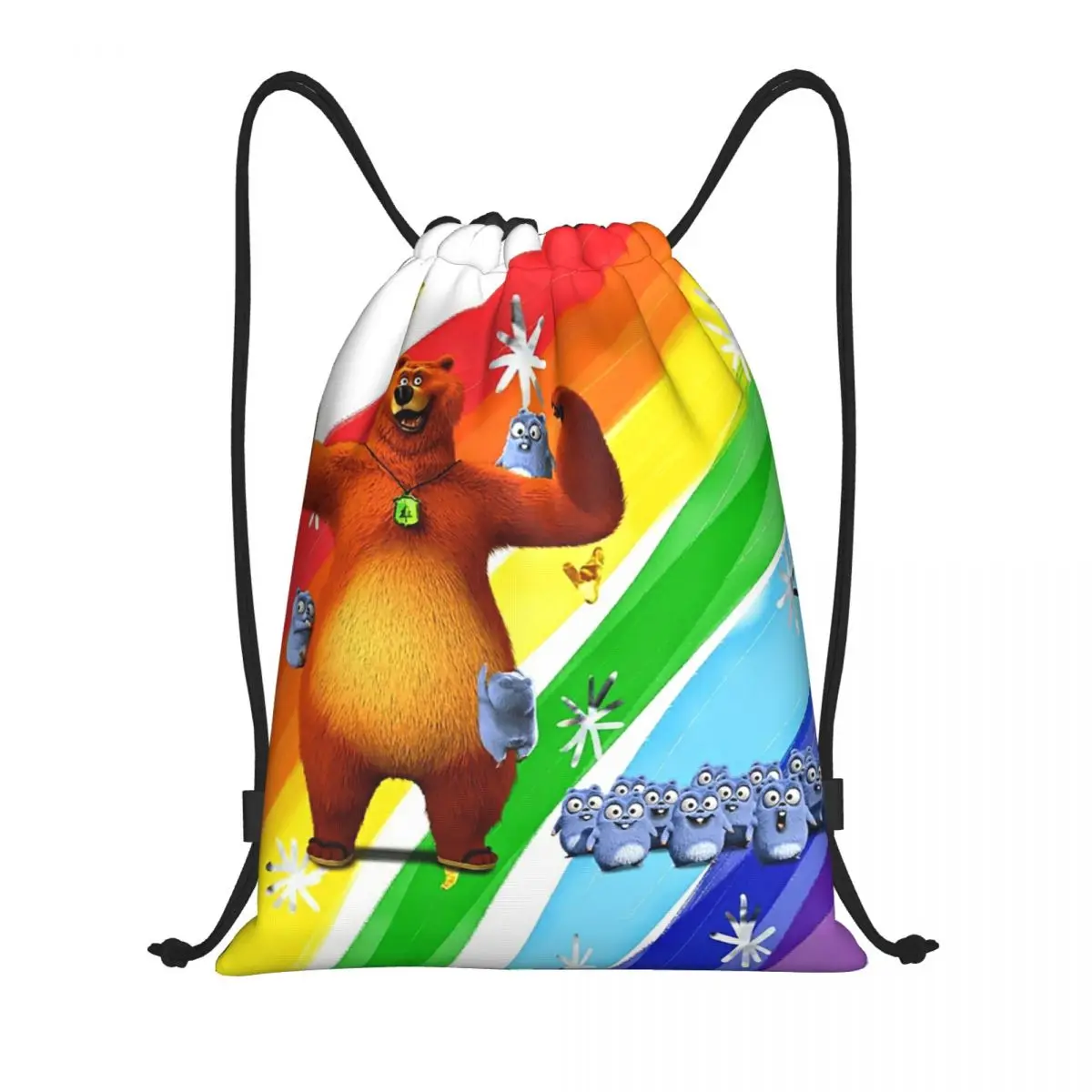 

Happy Lemmings Tabodi и Grizzy детский рюкзак в стиле аниме на шнурке, сумки для мужчин и женщин, легкий спортивный рюкзак для спортзала, мешки для путешествий