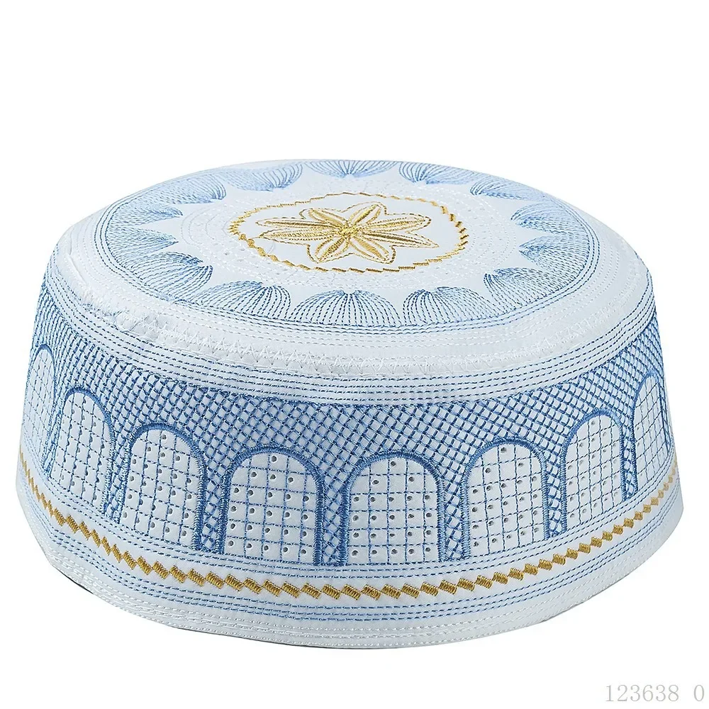 Muslim Men Prayer Caps Cotton Embroidery Leisure Saudi Arabia Islamic Hat Men's Headscarf Clothing Top Kippot Turban Cap