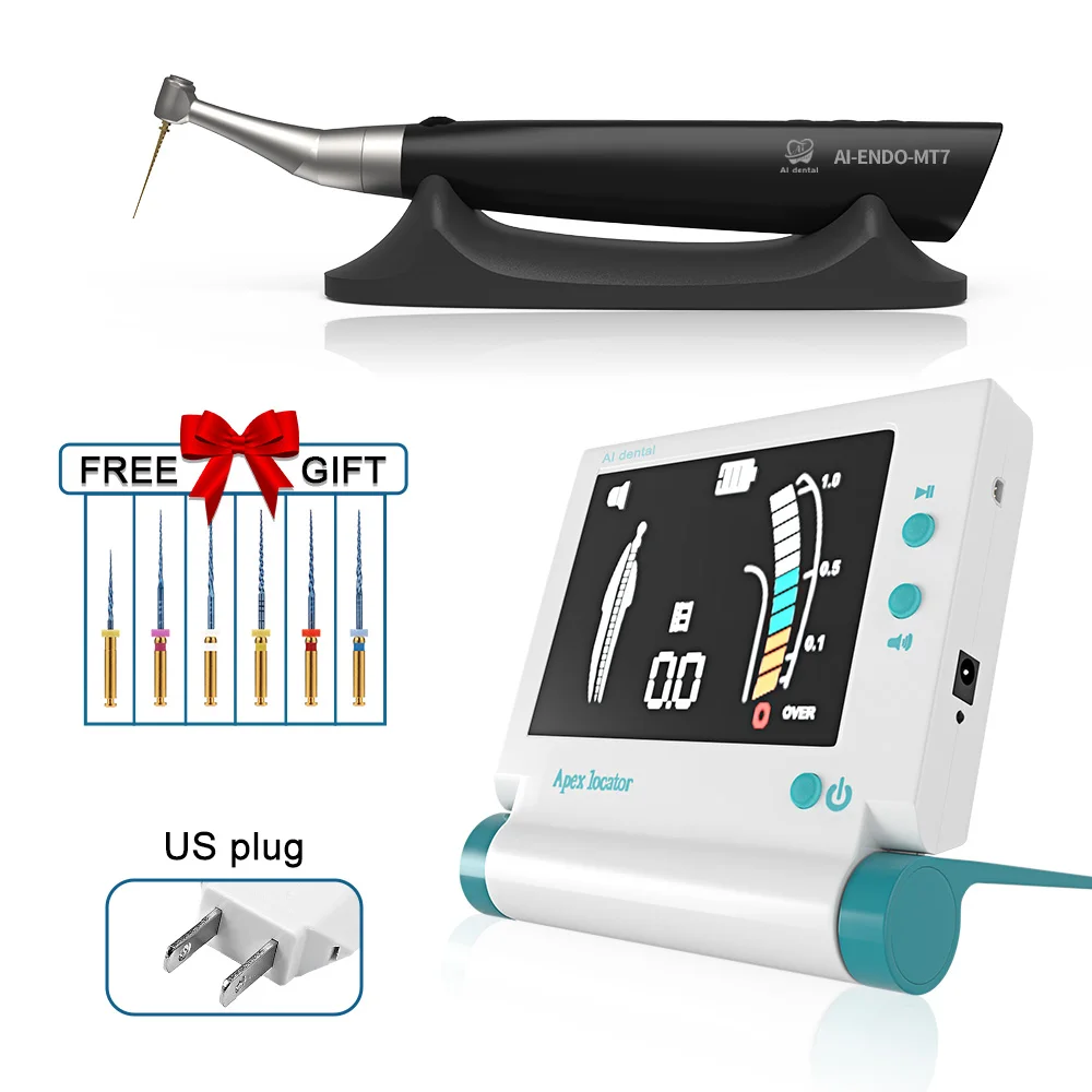 AI-Endo-MT7+AI-AL-MI7 Endodontics Set De ntal 360 Degree Rotation Wireless Endomotor And 4.5inch Oral Therapy Apex Locator combo