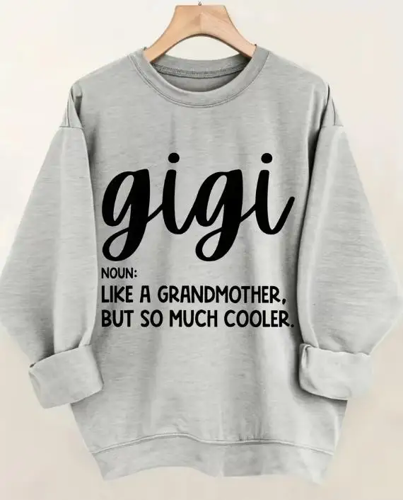 Vintage Crewneck Sweatshirt Women Funny Gigi Definition Print Oversized Pullover Winter Warm Loose Hoodies Holiday Clothing Long Sleeve Casual Tops Female Xmas Gifts