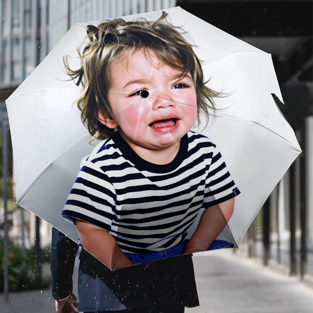 Custom Print Folding Umbrella, Personalized Pattern Photo Customized Compact Travel Umbrella, Windproof Water Repellent UPF50+