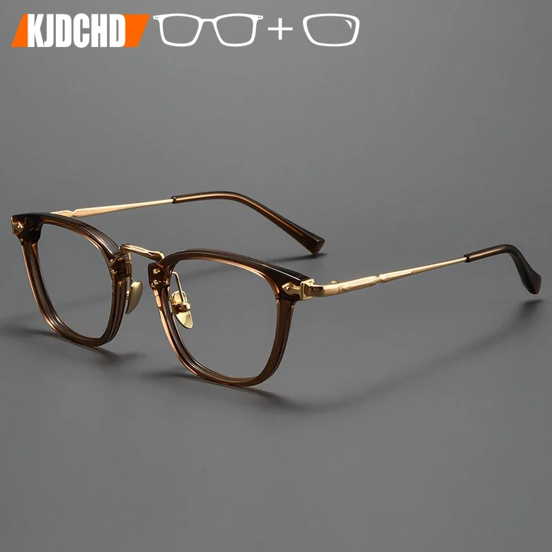 

KJDCHD Square Titanium Acetate Prescription Glasses Men Bifocal Optical Custom Multifocal Progressive Eyeglasses Myopia Eyewear