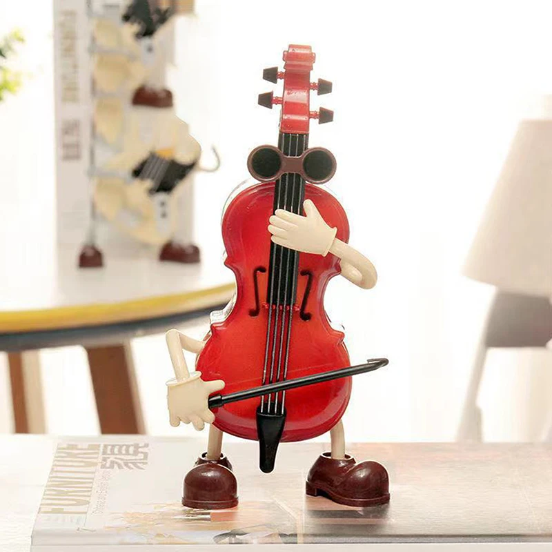 Nova caixa de música violino dos desenhos animados kawaii balanço guitarra esculturas criativo presente natal caixa música moderna mesa decoração casa