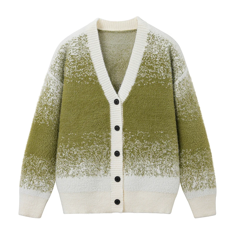 

Autumn Winter New Home Trendy Fashion V-neck Knitted Cardigan Comfortable Versatile Breathable Sports and Leisure Home Coat