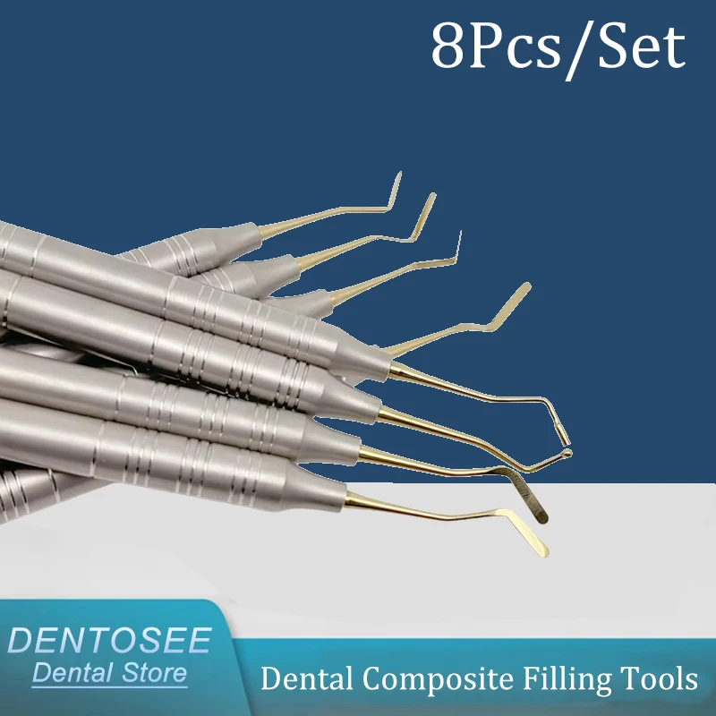 

Dental Composite Restoration Kit 8PCS Resin Filler Instrument Set Stainless Steel Dentist Spatula Tools