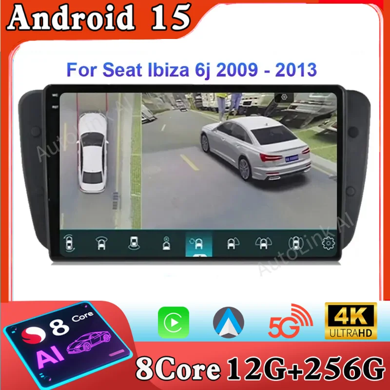 

Android 15 Carplay Radio For Seat Ibiza MK4 6J SportCoupe Ecomotive Cupra 2009 -2013 Navigation GPS Multimedia Player DSP