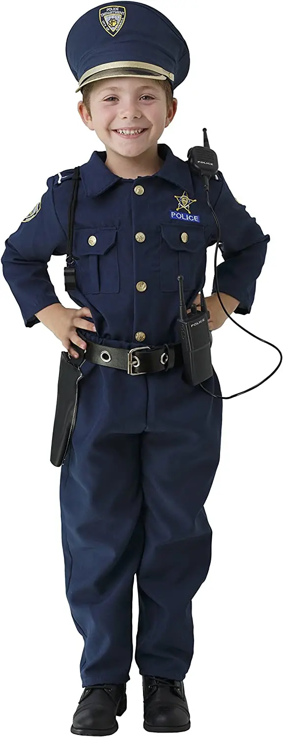 Dress-Up-America Police Costume For Boys - Shirt, Pants, Hat, Belt, Whistle, Gun Holster, and Walkie Talkie Cop Set