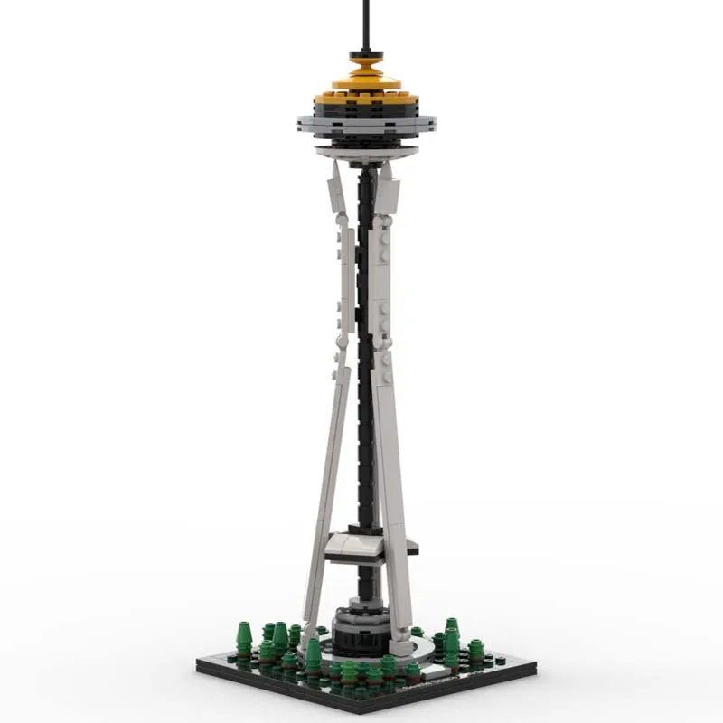 MOC برج إبرة الفضاء لسياتل اللبنات العمارة العالمية الشهيرة الطوب مدينة نموذج لعب هدايا للأطفال الكبار